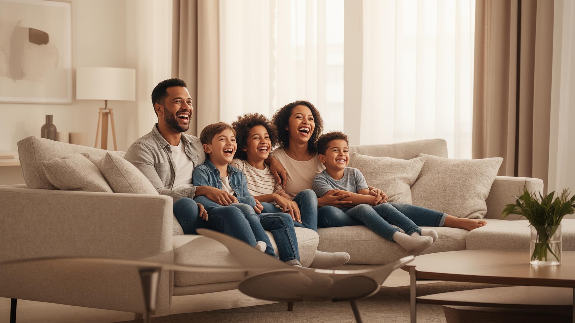 Happy family enjoying entertainment